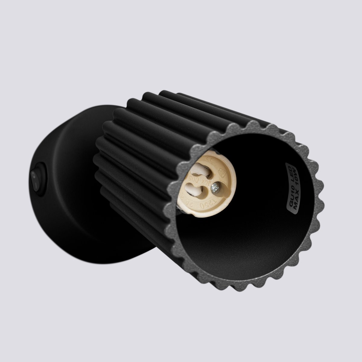 Applique Aluminium Noir GU10 1 Karbon Switch noir, EDEN
