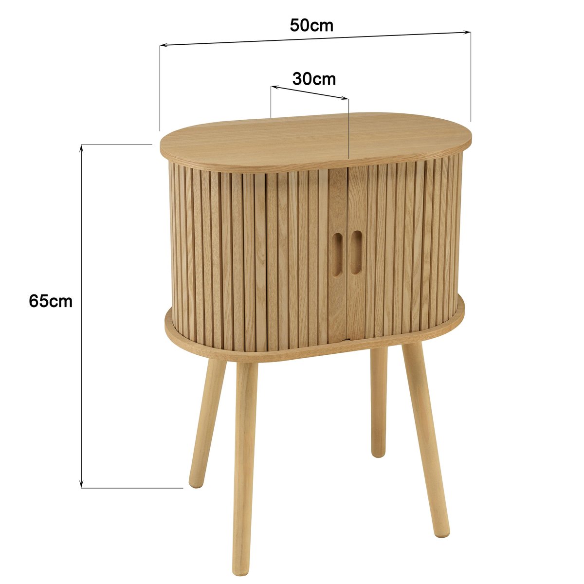 Meuble de rangement ovale en bois couleur naturelle CASTILLE bois naturel, PIER IMPORT