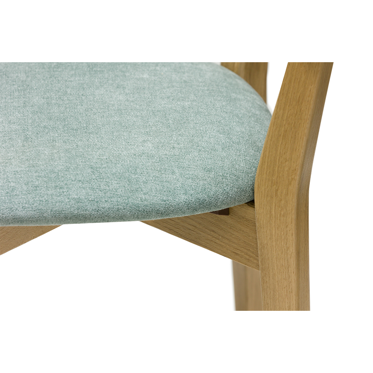 Chaises vintage en bois clair chêne et tissu effet velours vert céladon (lot de 2) LUCIA vert lagon, MILIBOO