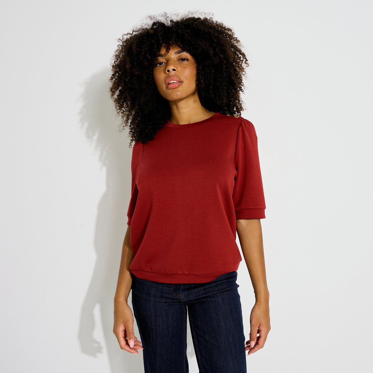 Sweat uni manches courtes orange rouge, GRAIN DE MALICE