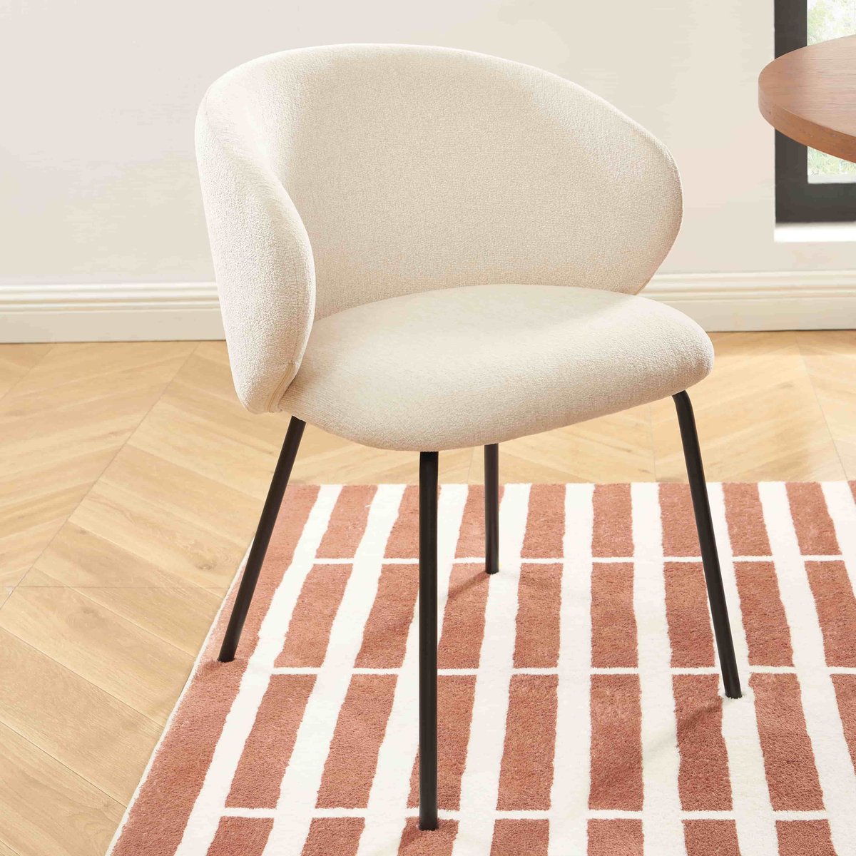 Lot de 2 chaises en tissu et acier CASSIE ecru, SORELH