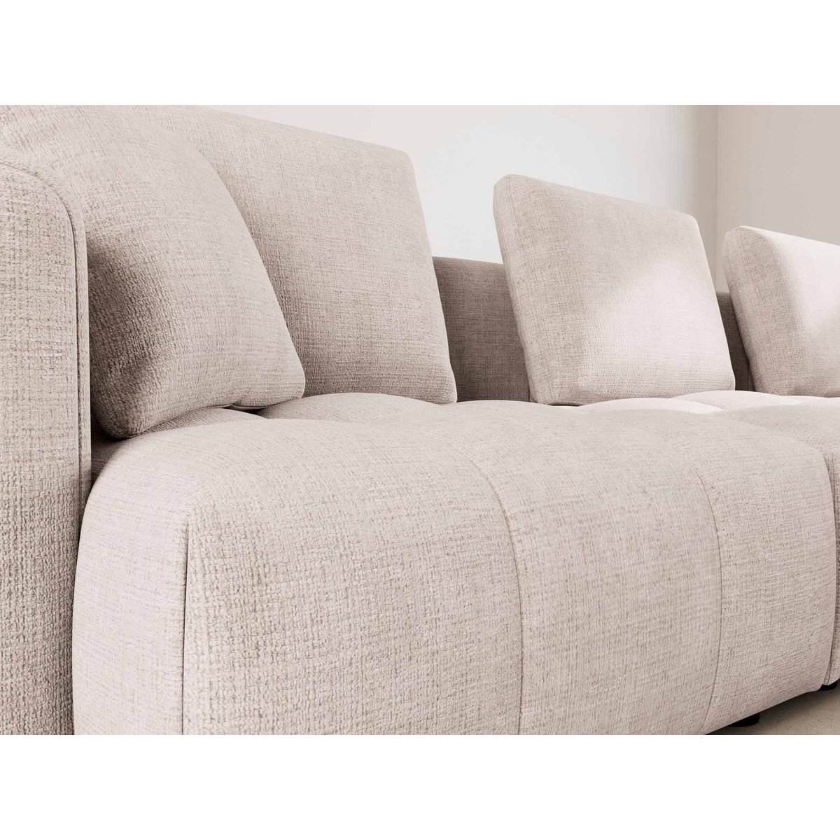 Canapé modulable en velours texturé, COLETTE beige, BEST MOBILIER