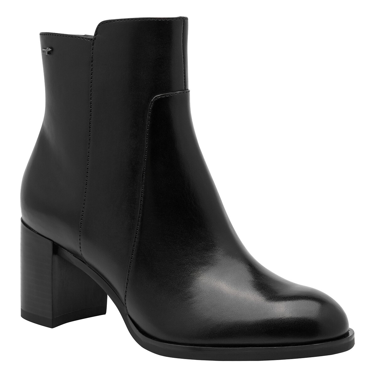 Bottines trotteur en cuir noir, TAMARIS