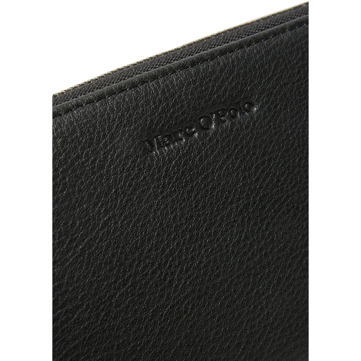 Portefeuille zippé en cuir de qualité supérieure noir, MARC O'POLO