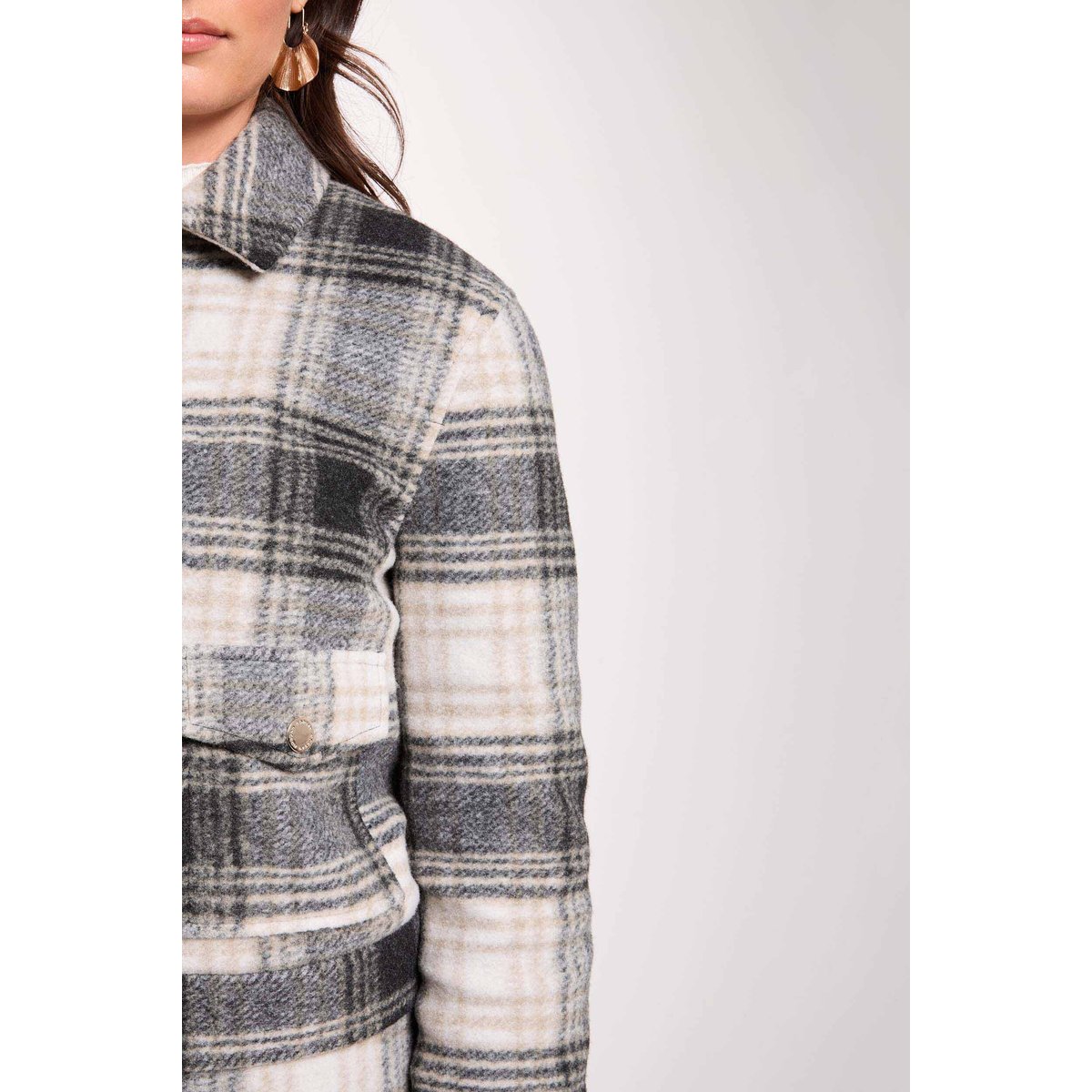 Blouson droit à carreaux multicolore, MORGAN