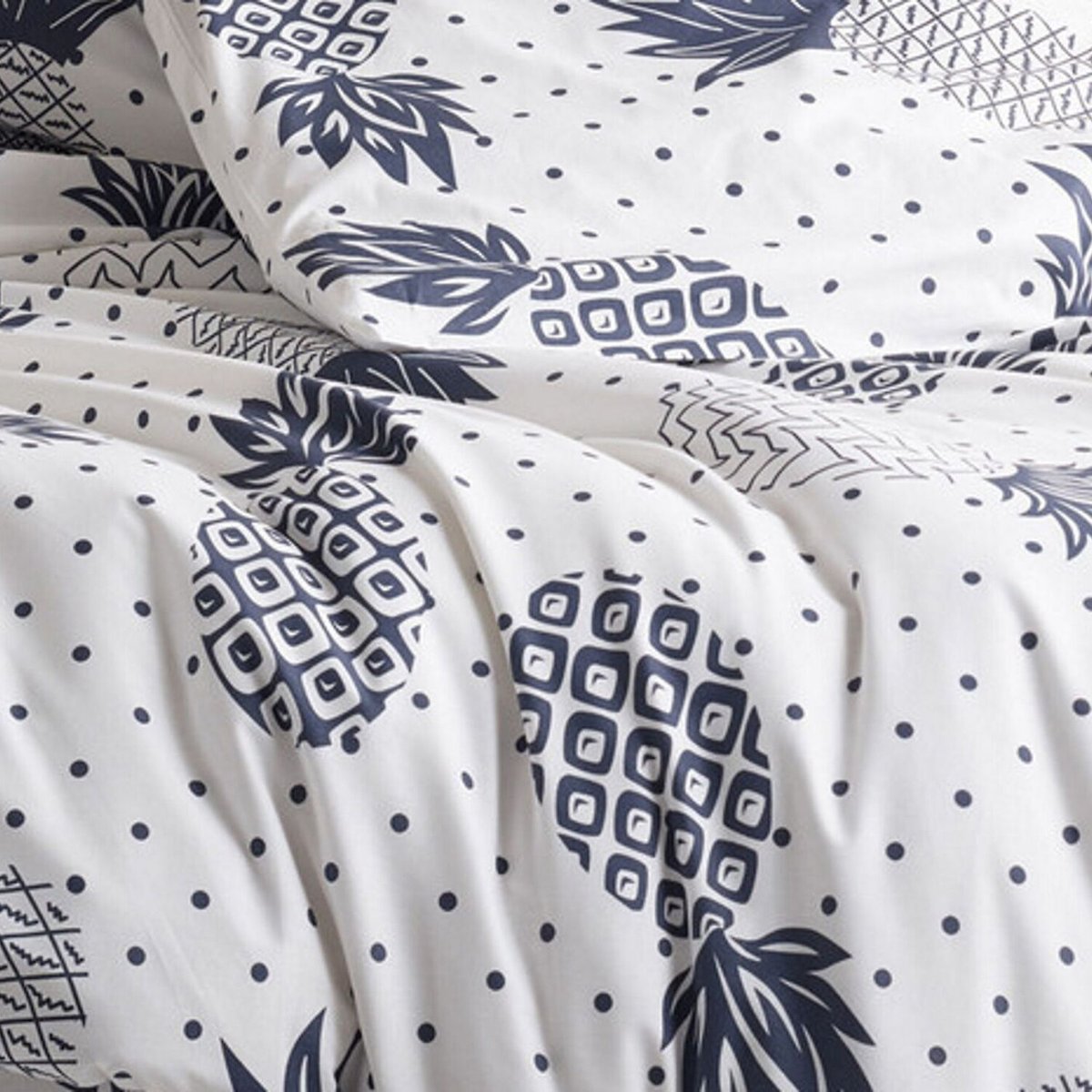 Parure housse de couette imprimée + taie(s) en coton, Night White blanc, C DESIGN HOME TEXTILE