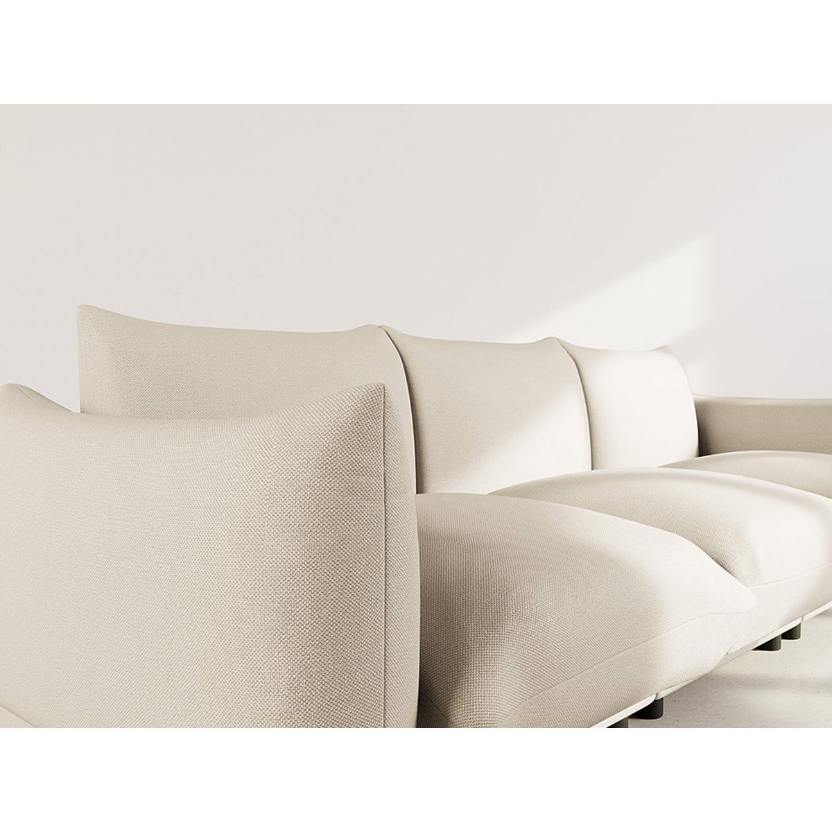 Canapé modulable en velours texturé, JEANNE beige, BEST MOBILIER