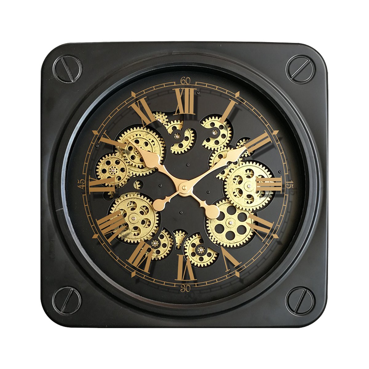 Horloge carrée à mécanismes 45cm noir, EMDE