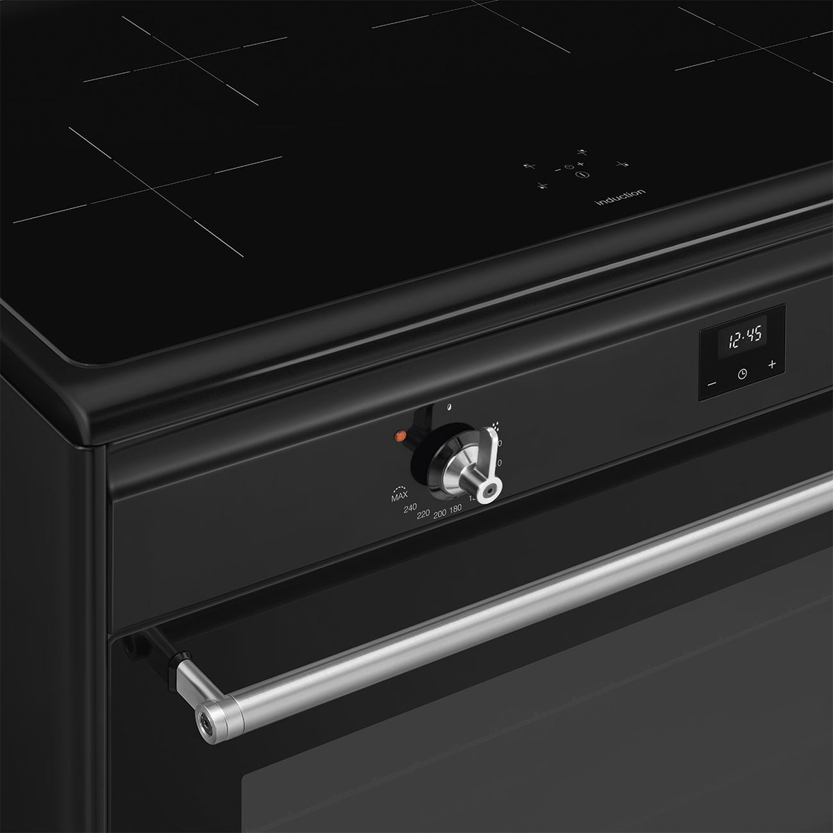Piano de cuisson induction 4 feux 90 cm noir noir, SMEG