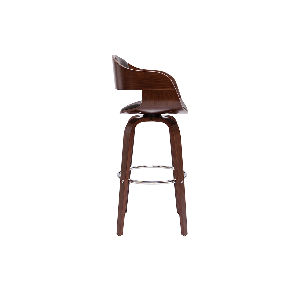 Tabouret de bar design pivotant 360° H65 cm GAO noyer / noir, MILIBOO