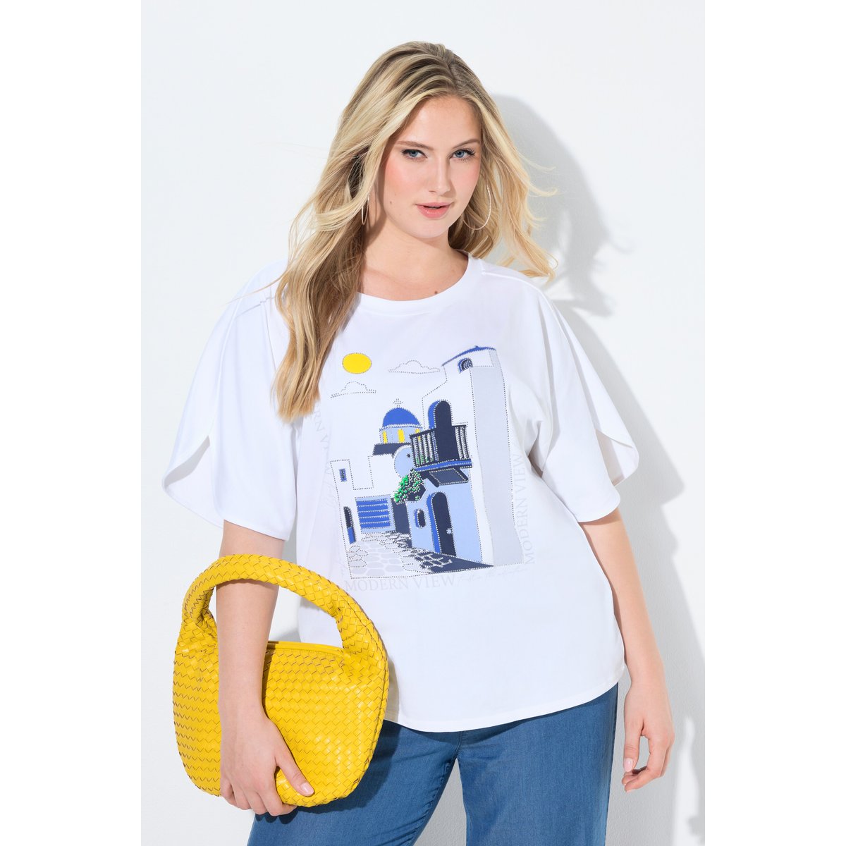 T-shirt oversize, imprimé Santorin blanc cassé, ULLA POPKEN