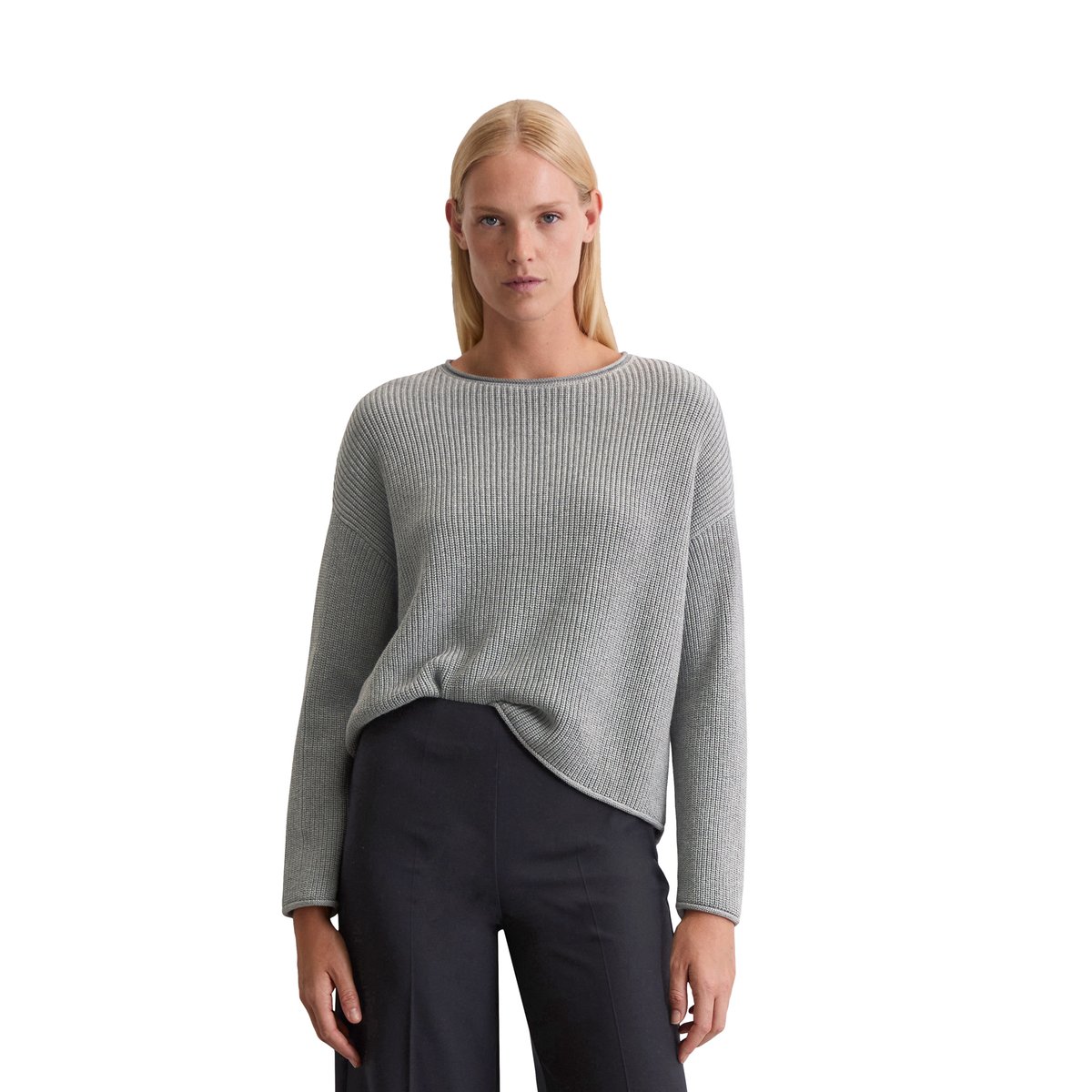 Pull en maille DfC oversize en coton organique lourd gris clair, MARC O'POLO
