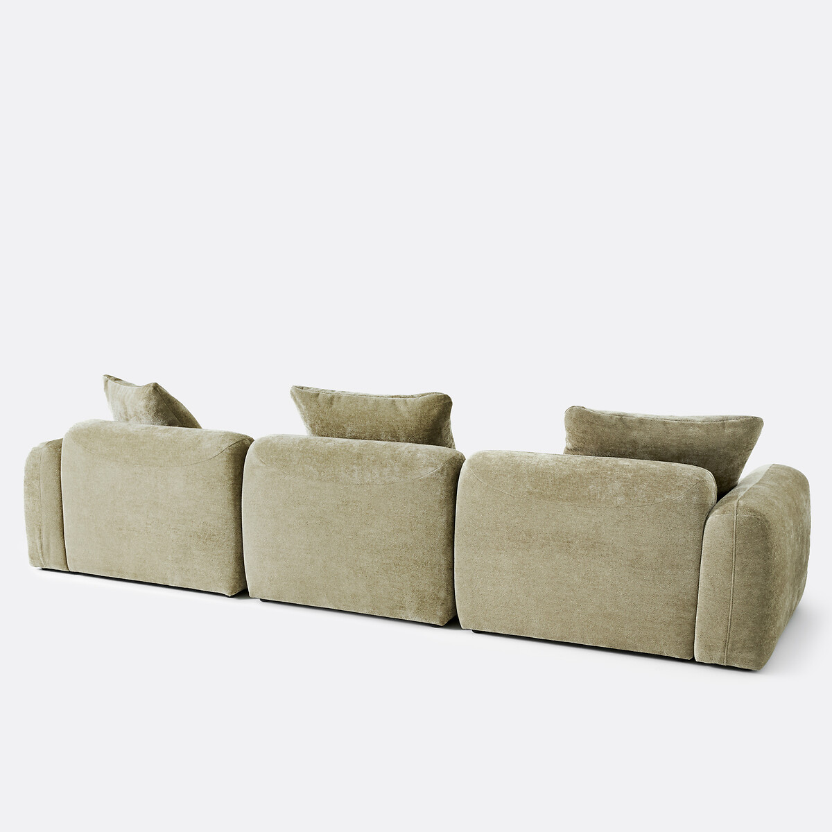 Canapé d'angle modulable gauche 3 places, en chenille épaisse, AMAD vert sauge, LA REDOUTE INTERIEURS