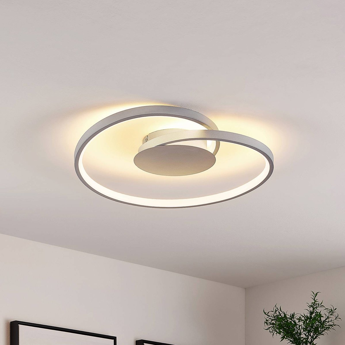 Plafonnier en métal moderneLED, Enesa argent, LUCANDE