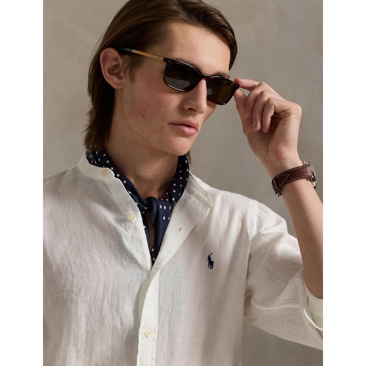 Chemise slim en lin ecru, POLO RALPH LAUREN