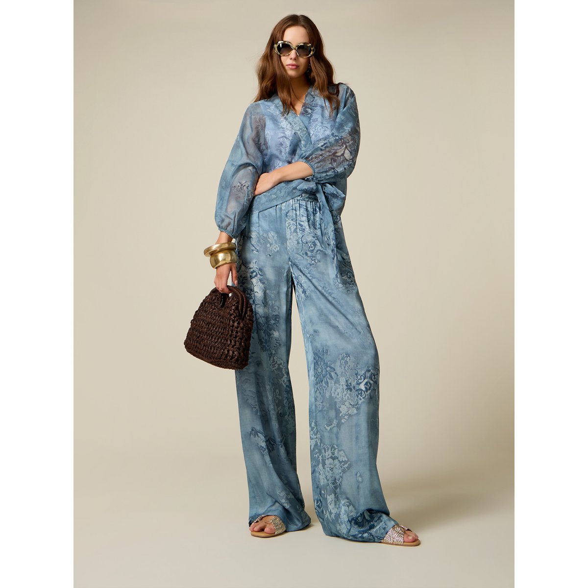 Pantalon palazzo light - blue, OLTRE