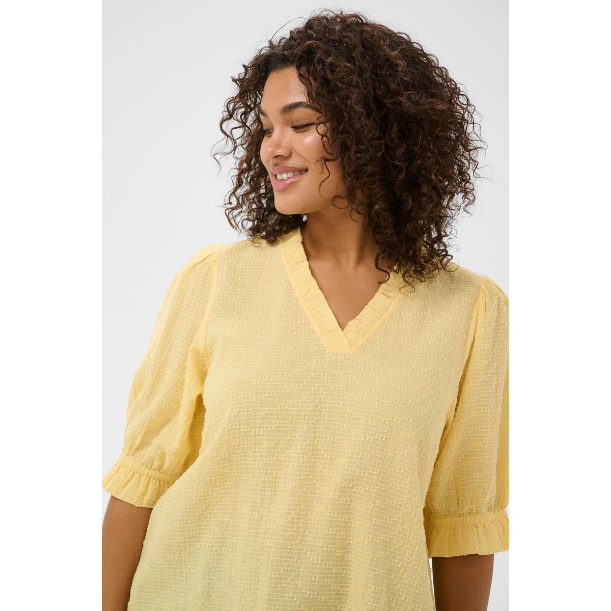 Blouse à manches courtes jaune sunlight, KAFFE CURVE