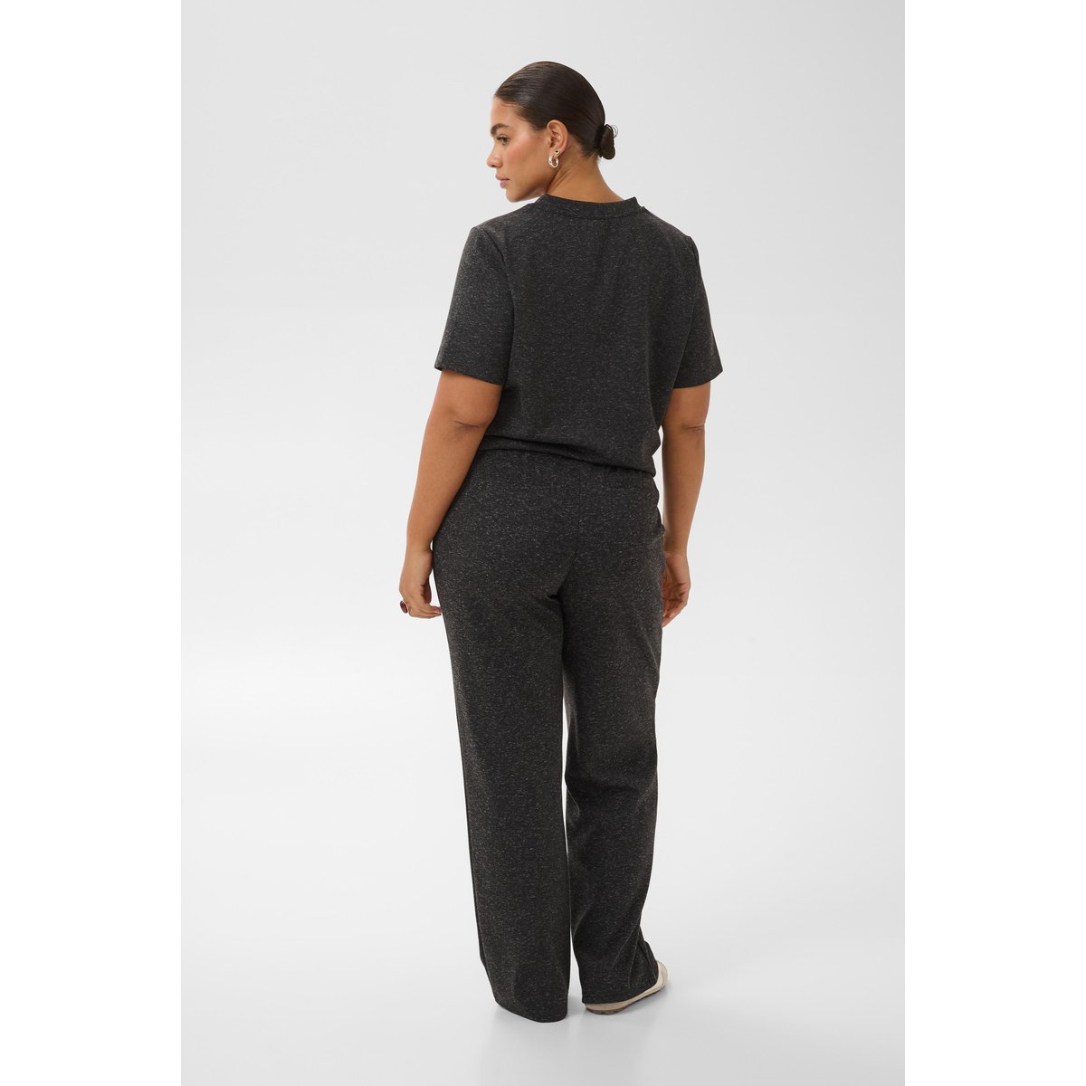 Pantalon casual gris dark grey melange, KAFFE CURVE
