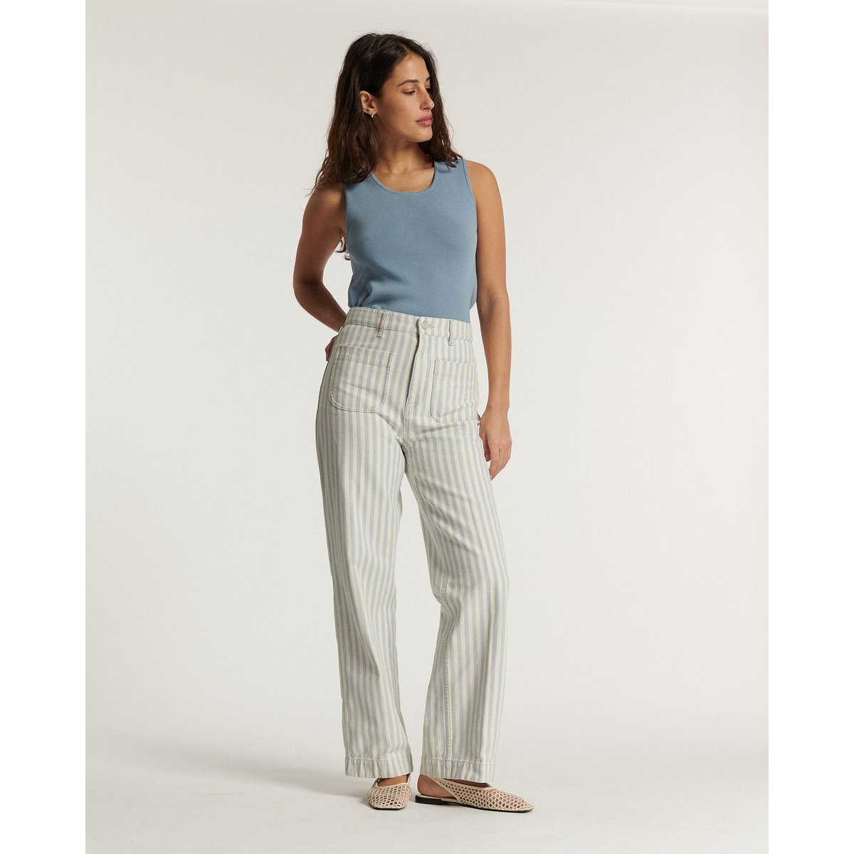JEANS DROIT LARGE TAILLE HAUTE DENIM CONFORT indigo, LABDIP