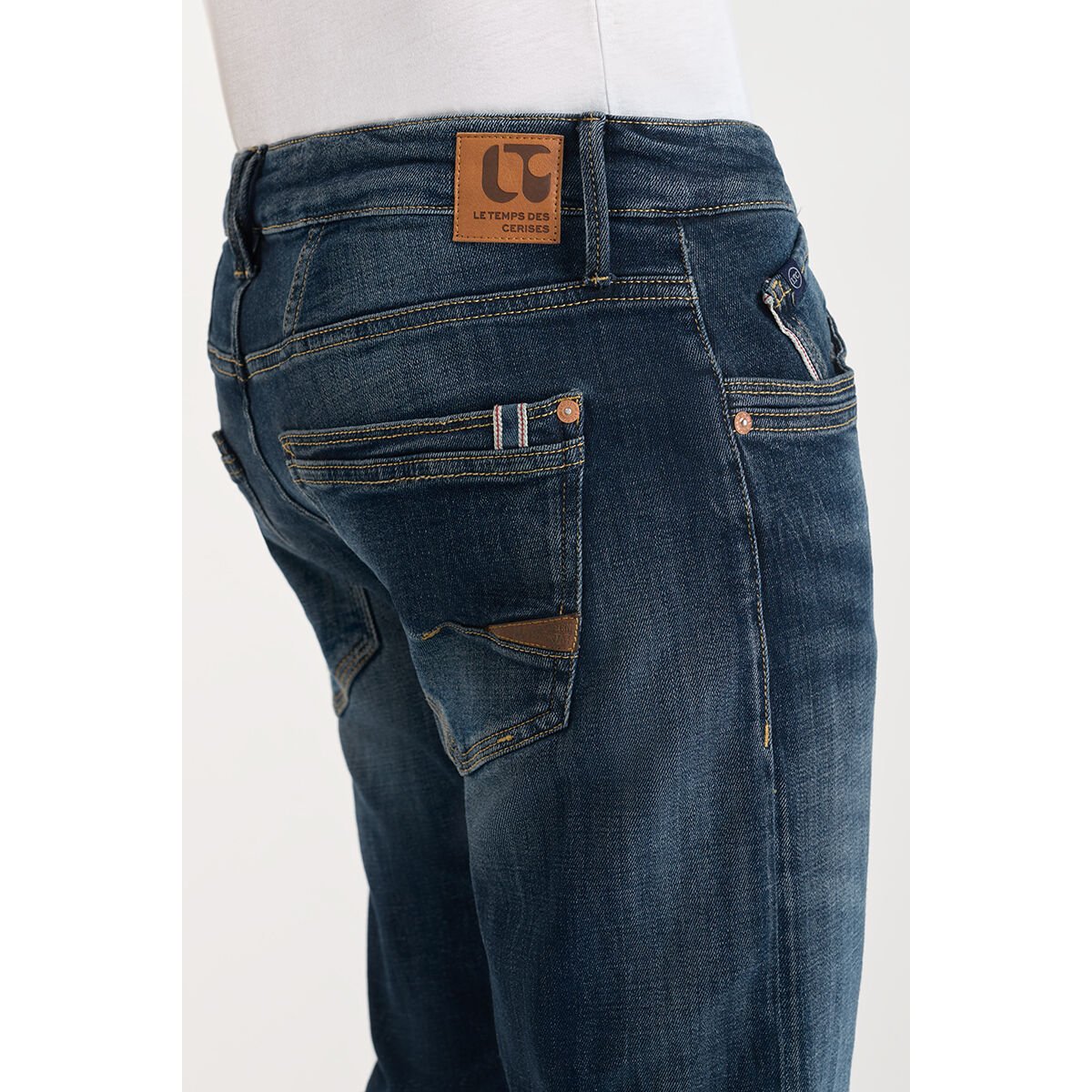 Jeans slim stretch 700/11, longueur 34 blue black, LE TEMPS DES CERISES