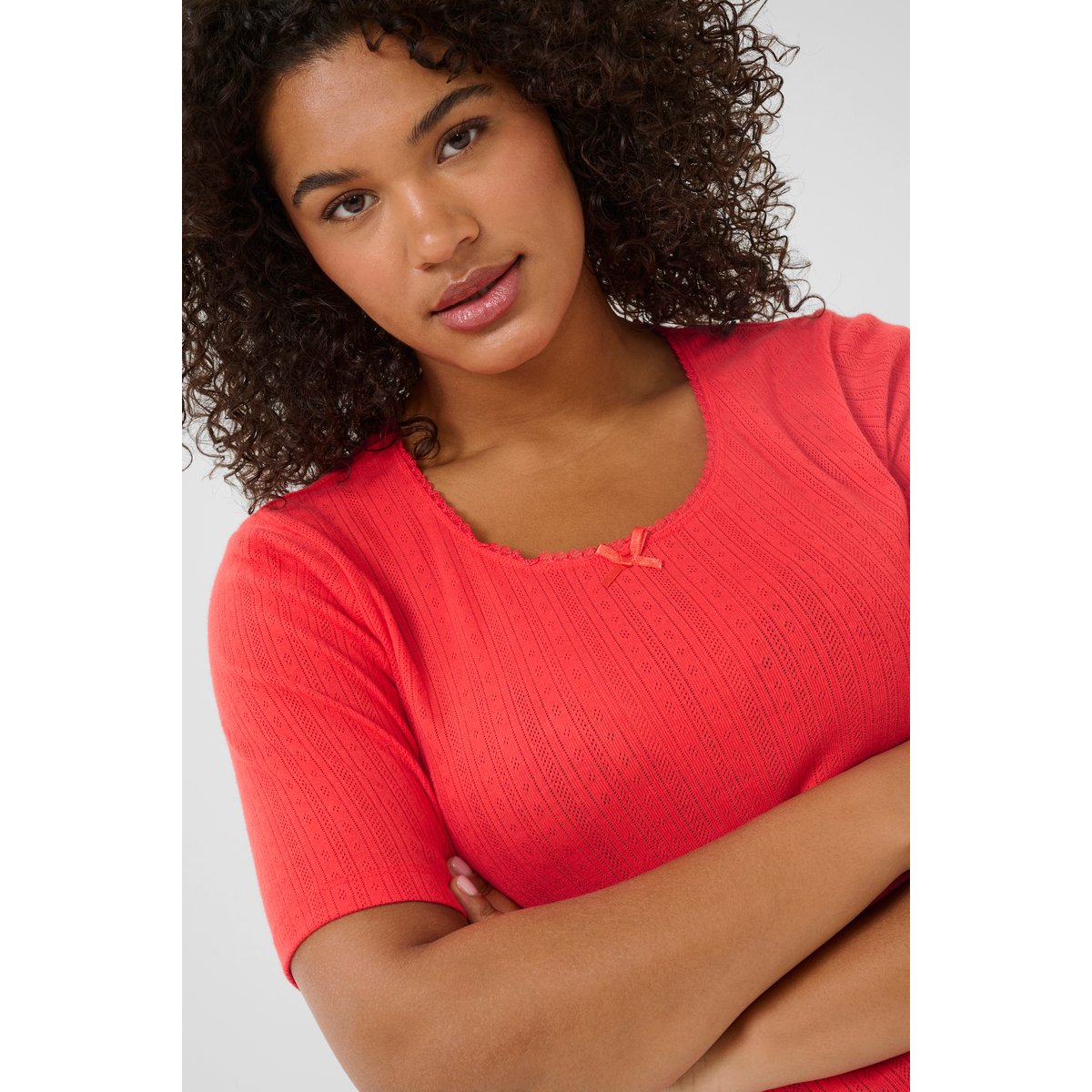T-shirt rouge hibiscus, KAFFE CURVE