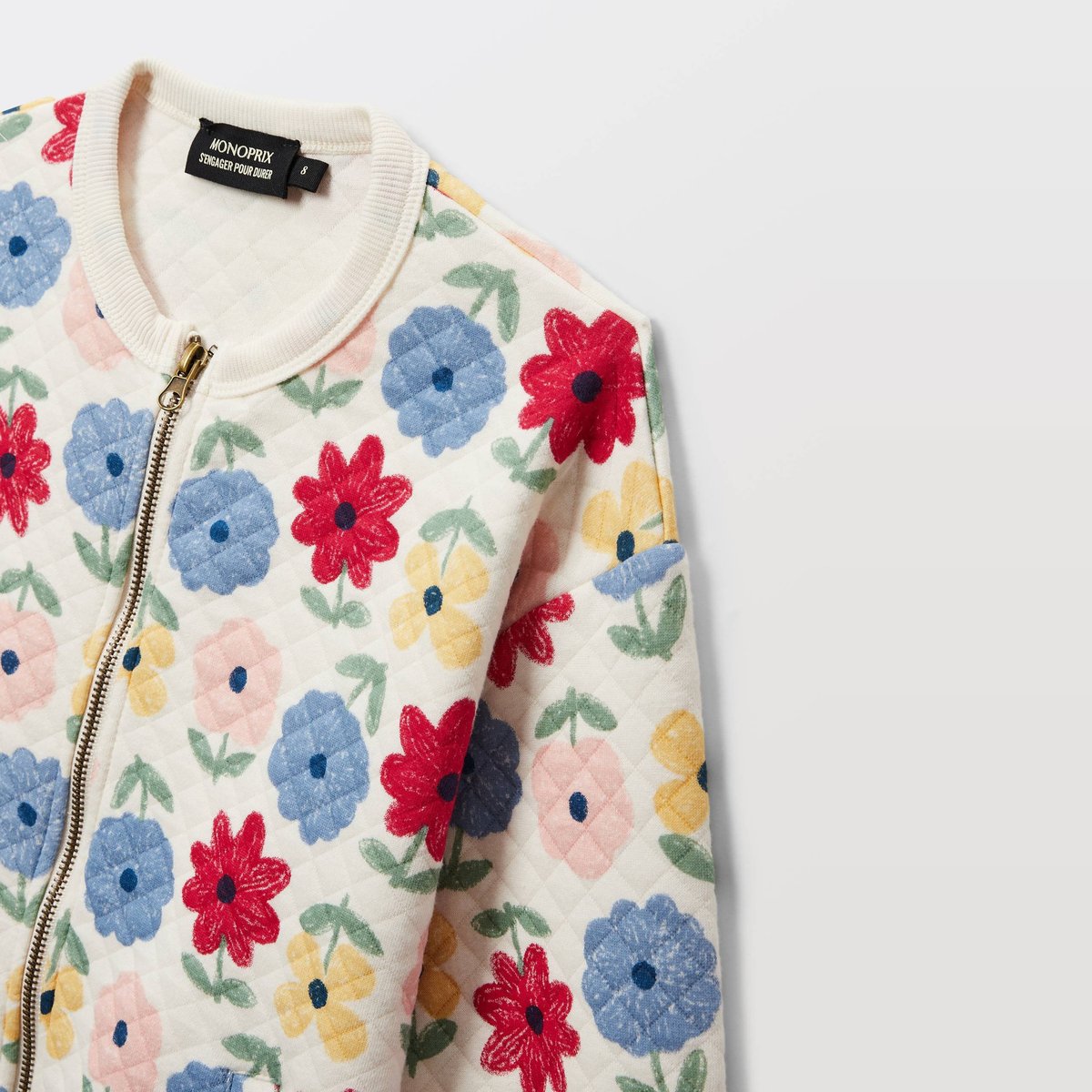 Cardigan en molleton quilté imprimé amaretti, MONOPRIX