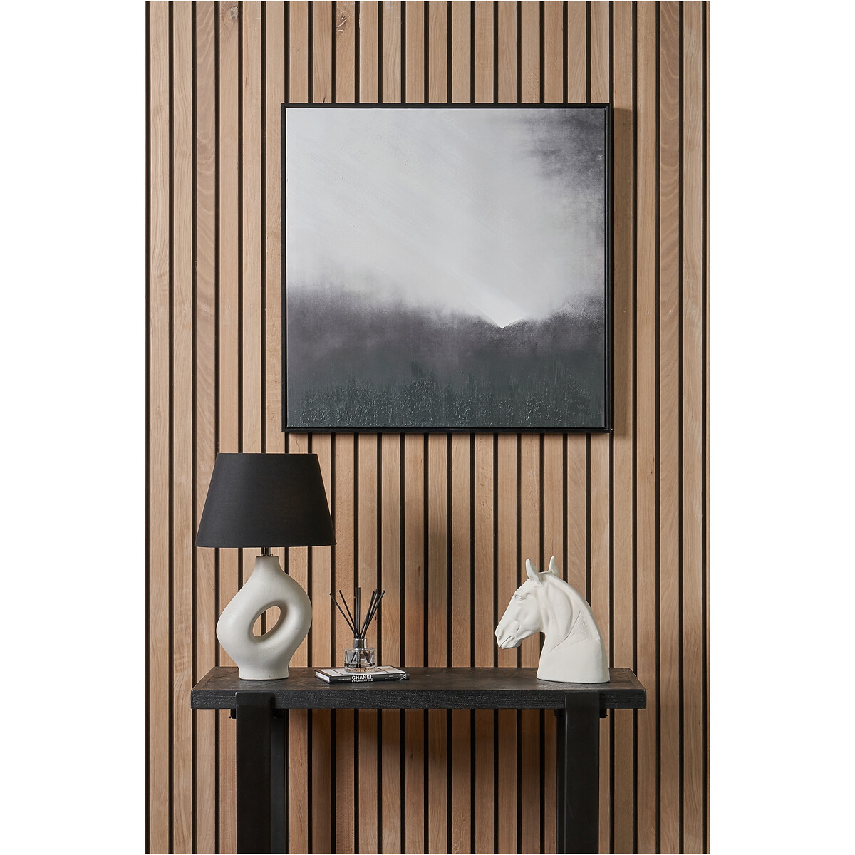 80 x 80cm Monochrome Abstract Square Canvas with Black Frame black/white, ÉDITÉ
