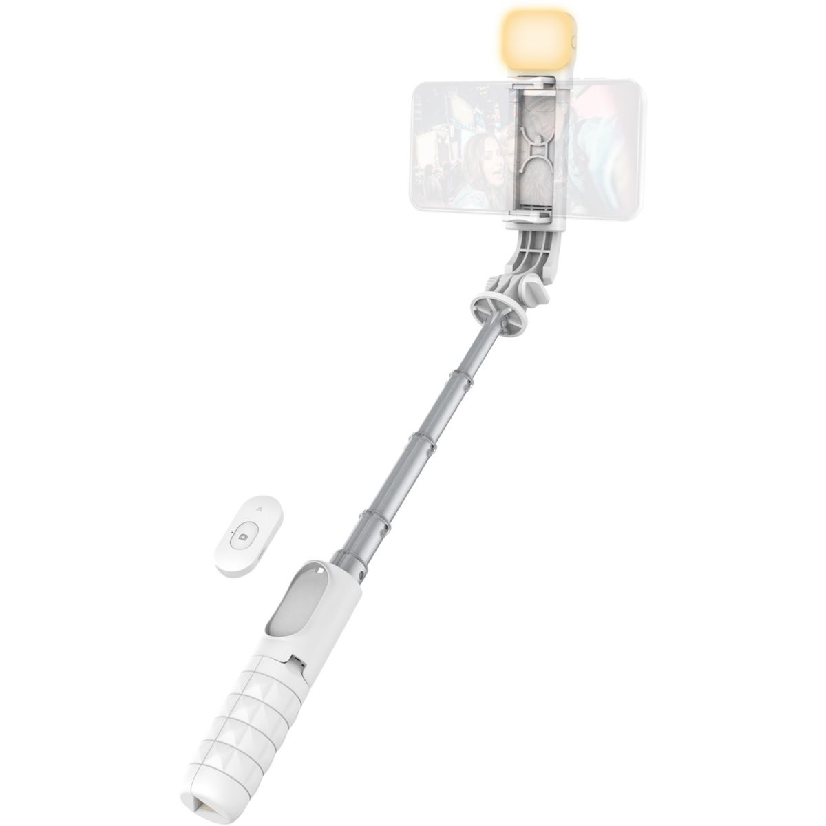 Perche à selfie Bluetooth 2 en 1 avec LED blanc couleur unique, TNB
