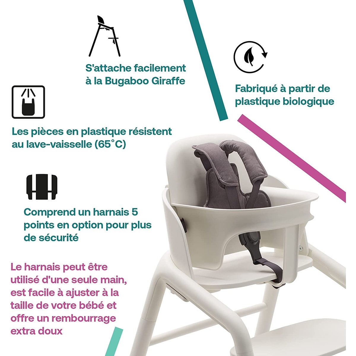 Kit bébé pour chaise haute Giraffe Bugaboo blanc, BUGABOO