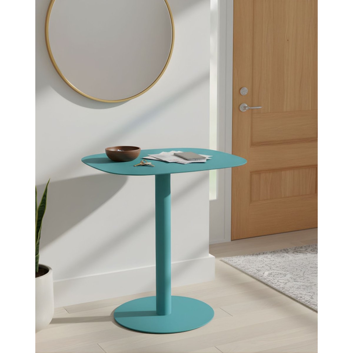 Table d'appoint design SKANDY en métal style scandinave turquoise, DON HIERRO