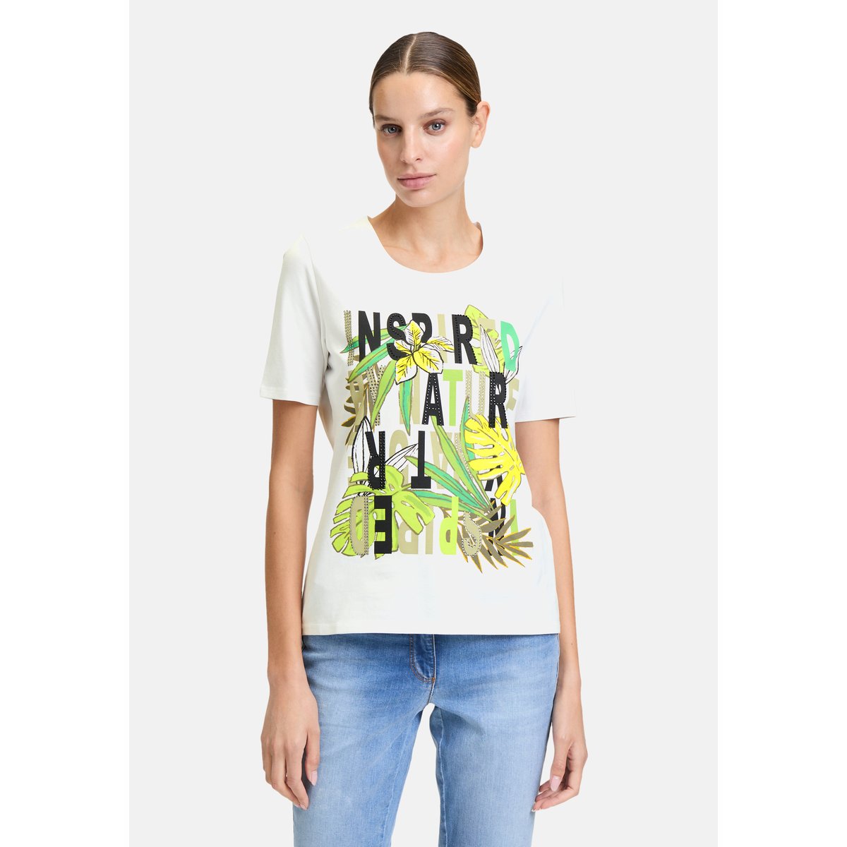T-shirt basique à impression patch white/green, BETTY BARCLAY