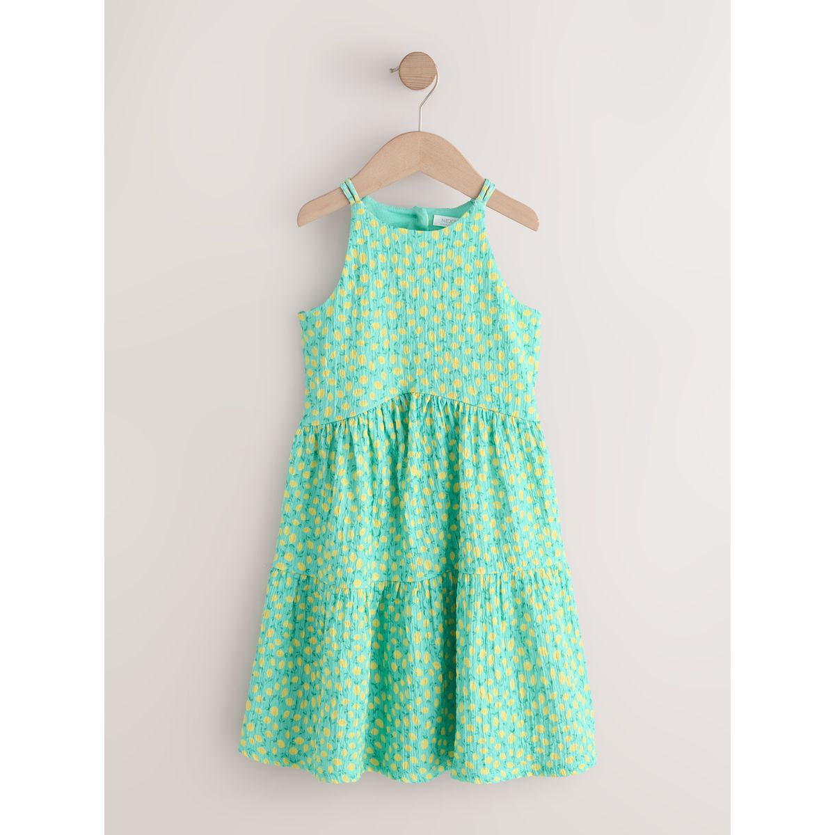 Robe d'été froissée à lanières imprimé citron turquoise, NEXT