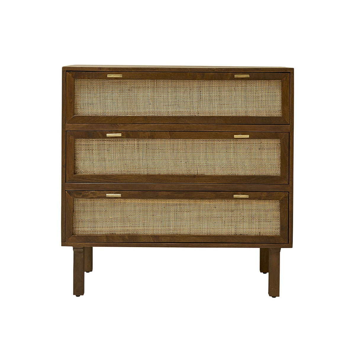 Commode en bois et cannage 90 cm 3 tiroirs RAPHAEL marron, BERAH GETAH