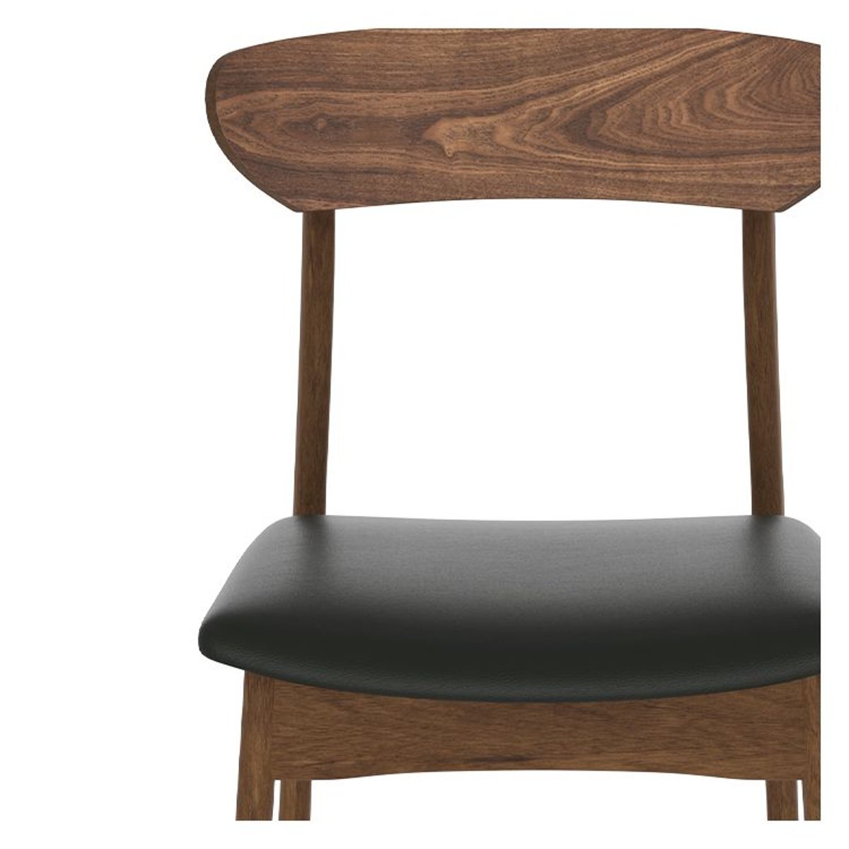 Lot de 2 chaises en cuir synthétique - LANA noir et bois foncé, MAISON PAVANE