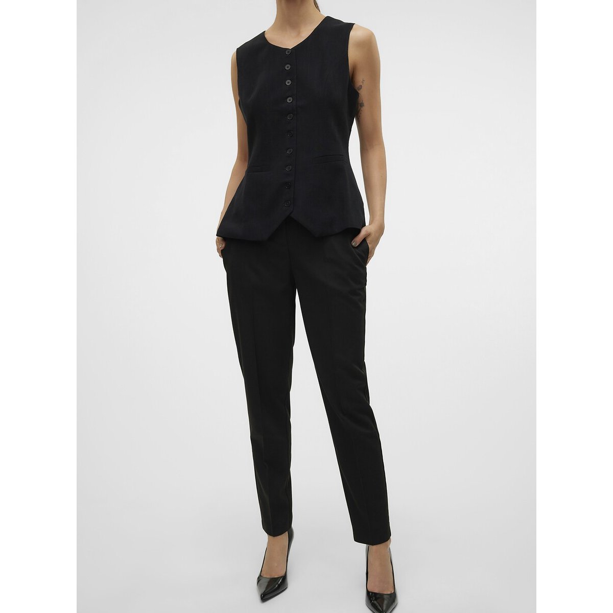 Tapered Tailored Trousers black, VERO MODA
