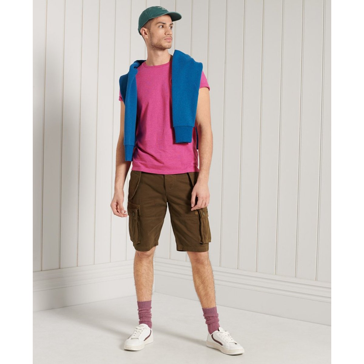T-shirt Col Rond Orange Label magenta chiné, SUPERDRY