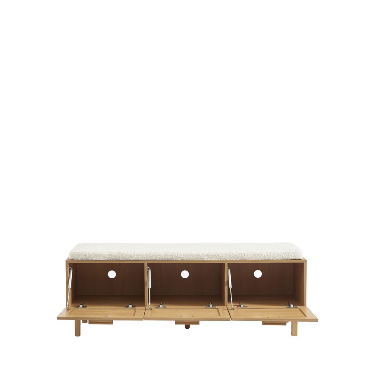 Banc d'entrée avec rangement à chaussures en bois et cannage L140cm- JUNE bois clair, DRAWER