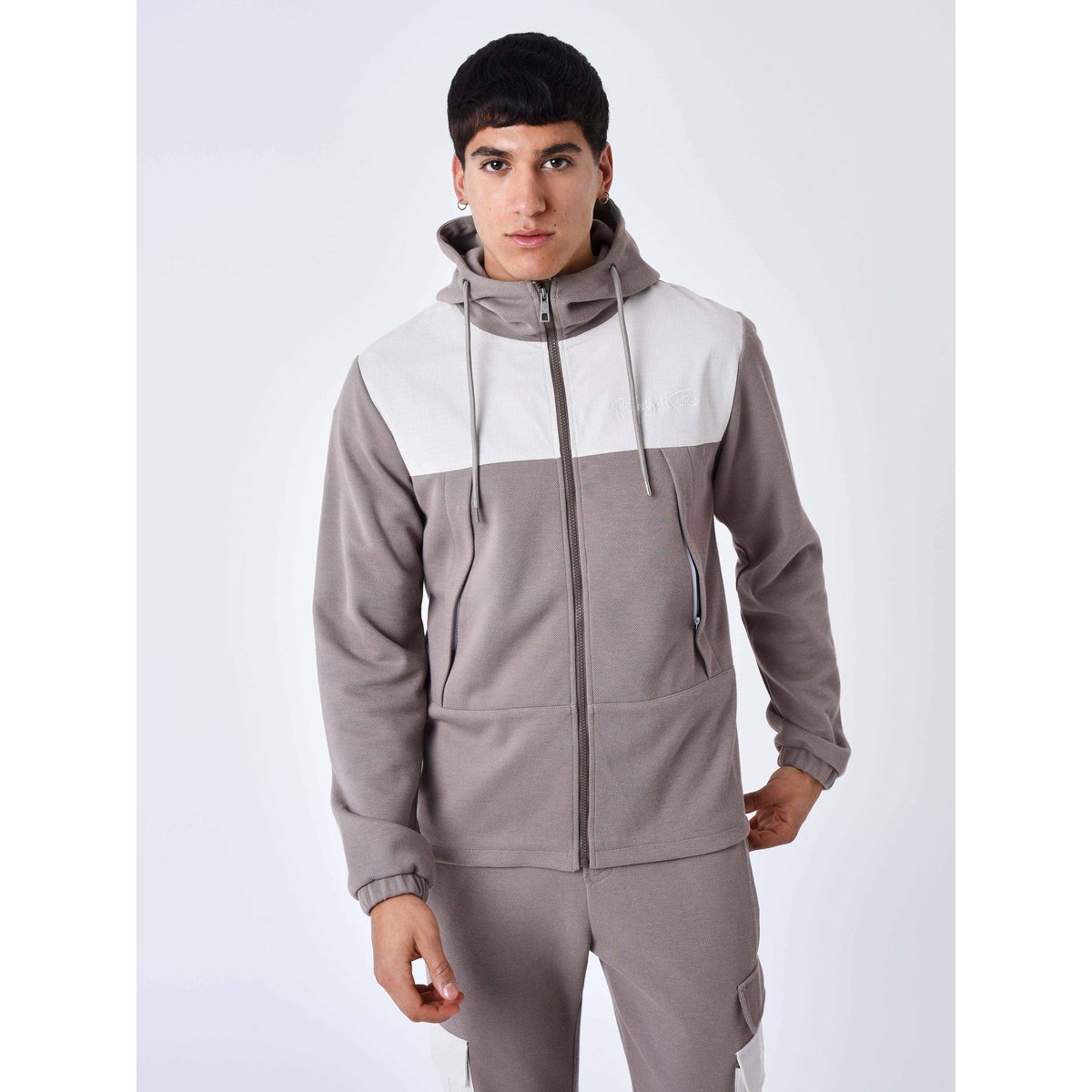 Veste de jogging bi-matière taupe, PROJECT X