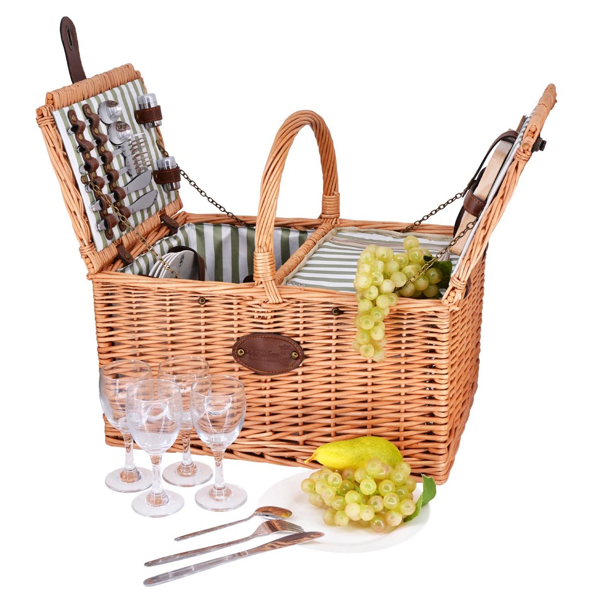 Panier pique-nique SAINT-RÉMY - 4 personnes couleur unique, LES JARDINS DE LA COMTESSE