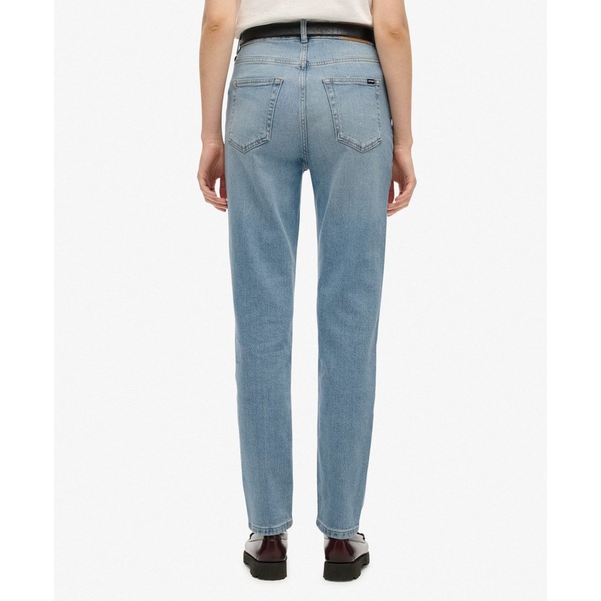 Jean mom taille haute en coton biologique denim bleu moyen, SUPERDRY