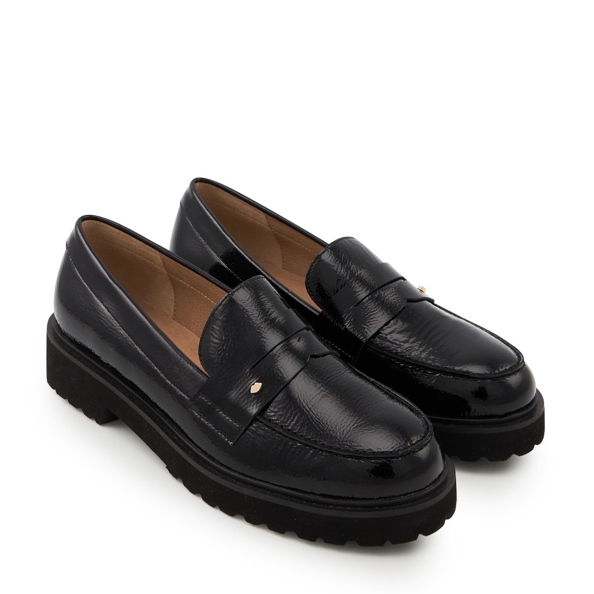 Mocassins Norma Cuir Brillant noir, BONS BAISERS