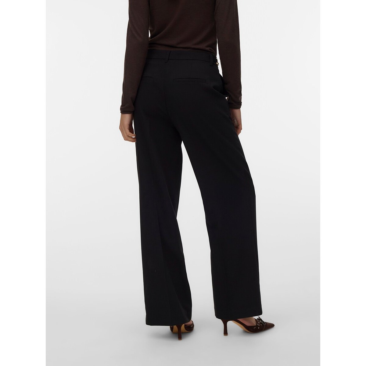Pantalon large détail ceinture noir, VERO MODA