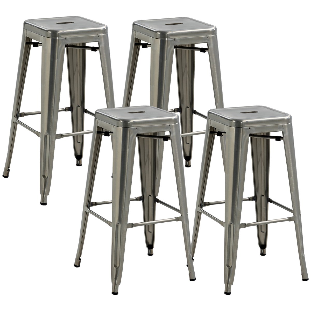 Tabouret de bar Acier Argent argent, HOMCOM