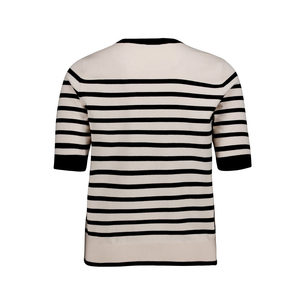 Pull-over en fine maille manches courtes patch beige/black, BETTY BARCLAY