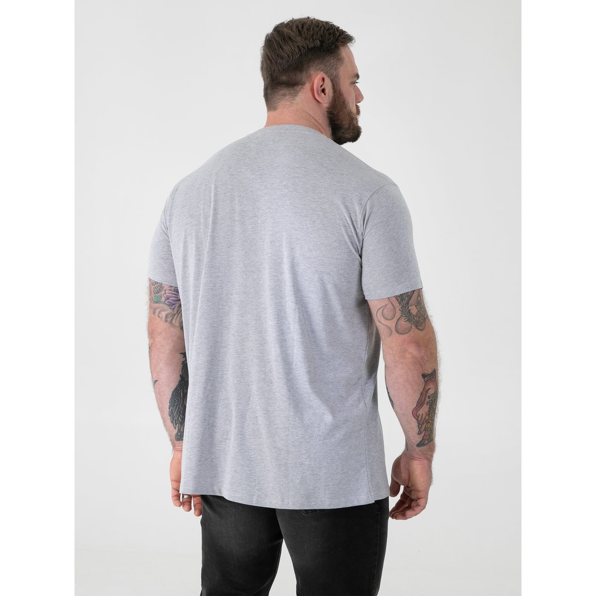 T-shirt col V en coton grande taille SIGNATURE bleu marine, DUKE