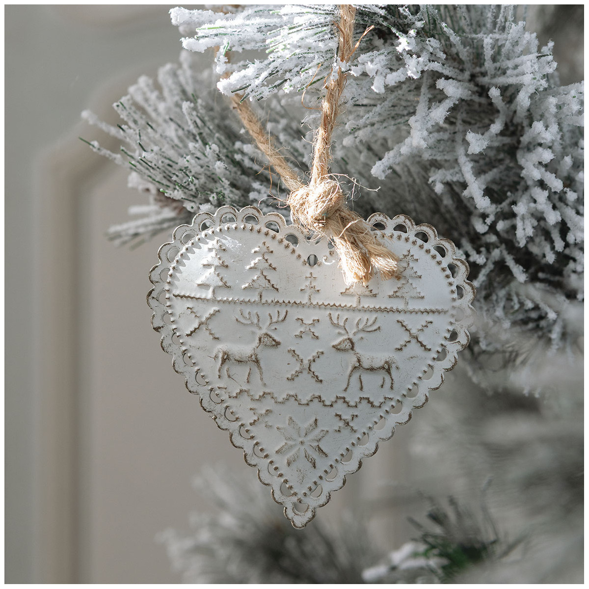 Set de 3 décorations à suspendre en métal blanc, MATHILDE M