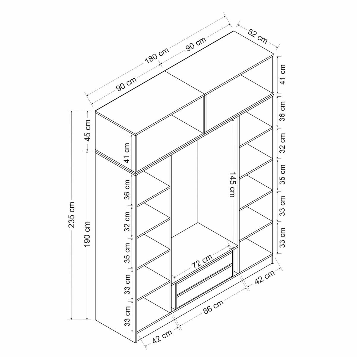 Armoire penderie avec tiroirs BYRON blanc, PIER IMPORT
