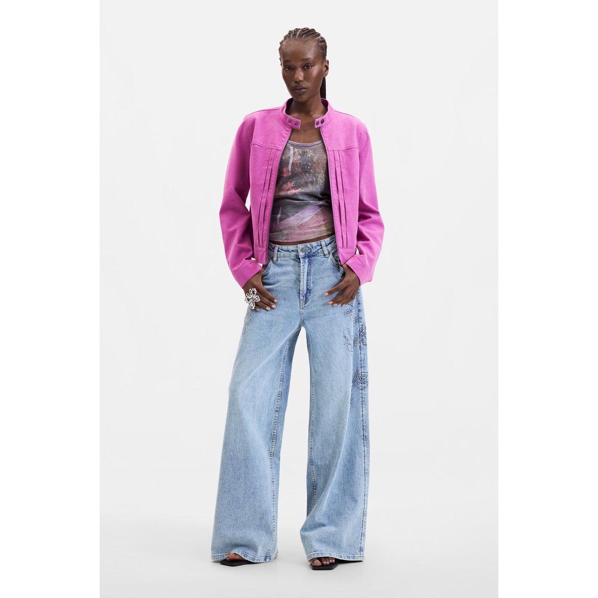 Veste courte effet cuir rouge, DESIGUAL