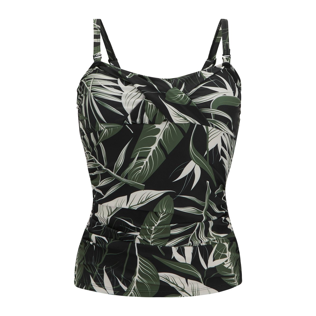Haut de tankini motif/style feuilles tropicales ACEANA vert / blanc / noir, REGATTA