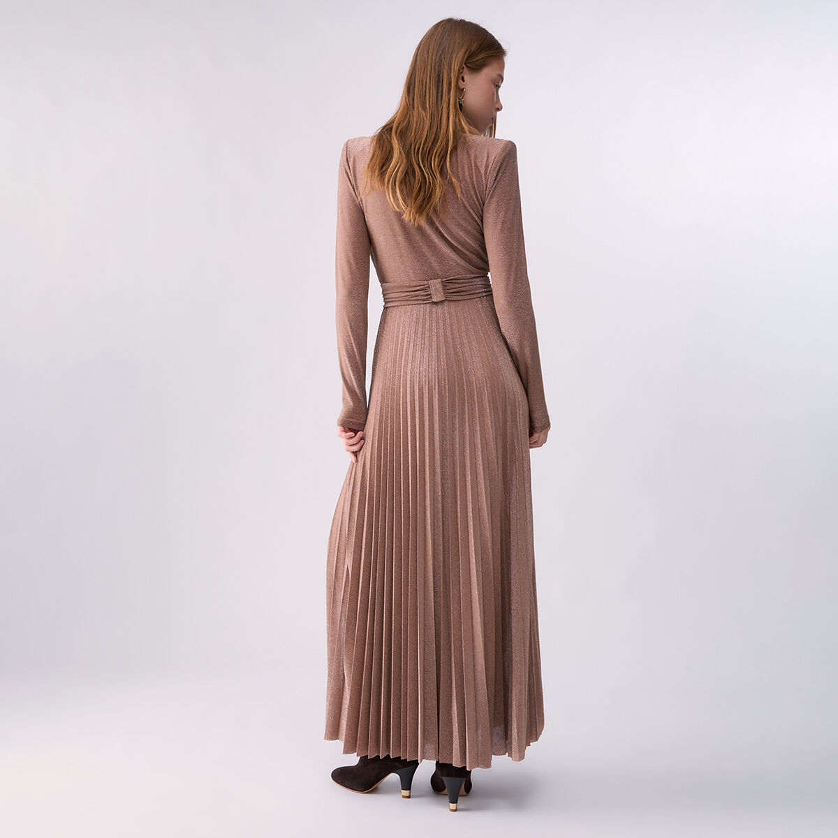Robe longue en Fil textile plissé chair, LIU JO